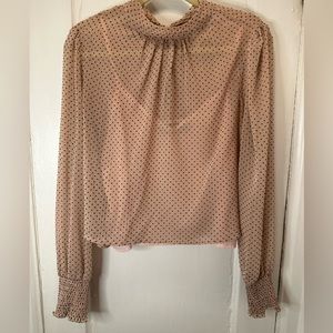 Minkpink high neck, polka dot blouse with tie back